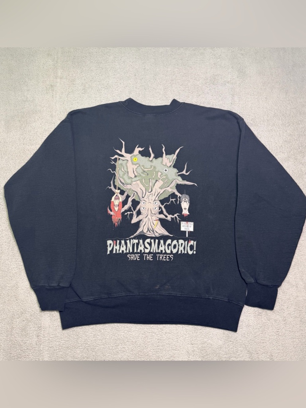 Phantasmagoric Graphic print Sweatshirt ‘Save The Trees’ Adult Medium Hanes Tag